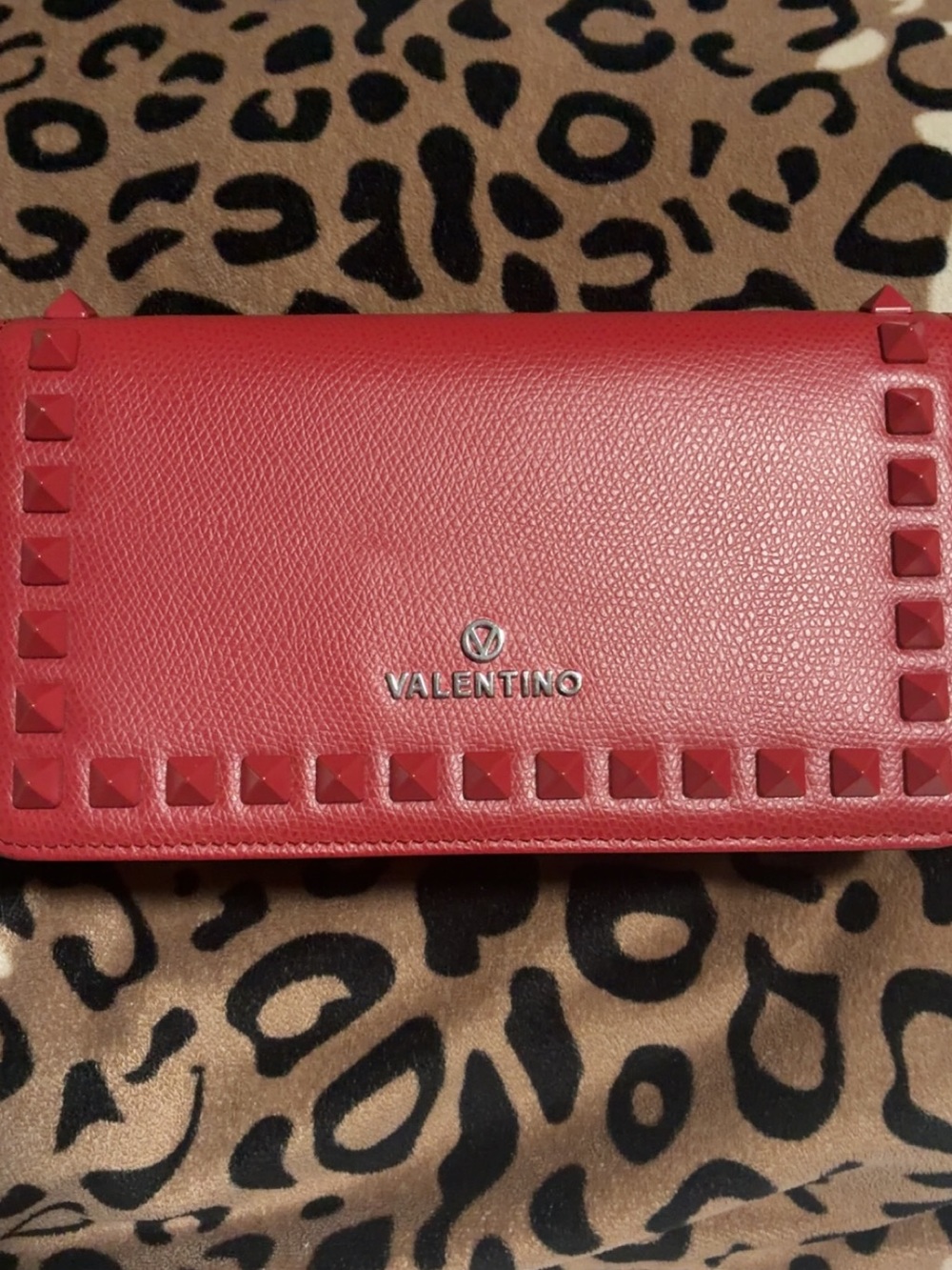 Valentino Red Rockstud Continental Wallet